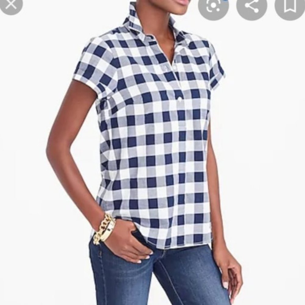 J. Crew Factory Gingham Short-Sleeved Popover Shirt